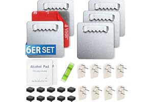 NENULL Bilderhaken Selbstklebend 6 Stk Bilder Aufhängen Ohne Bohren Bildaufhänger bis 4KG zum Klebehaken für Schwere Bilder Spiegelhalterung Wand Acrylglas Aufhängung Alu-Verbundplatten mit 25 Zusatzgeräten