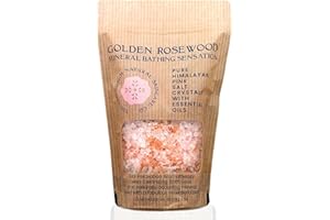 THE EDINBURGH NATURAL SKINCARE COMPANY LTD. Pink Himalayan Bath Salt Crystals | 100% Natural, Mineral-Rich with Essential Oils | Muscle Recovery, Balances pH, Rejuvenates Skin | Detox, Stress Relief | Spa-Quality Bath Soak | Golden Rosewood