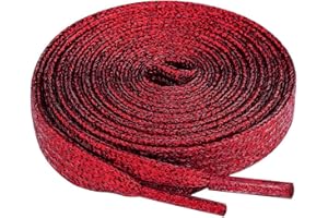 Olukssck 2 Paires Lacets Plats Pailletés Premium, Lacets de Remplacement de 10mm de Qualité Supérieure pour Chaussures de Sport, Chaussures de Ville