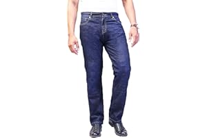 Huxlay Bros Mens Motorcycle Aramid Lined Jeans, Motorbike Jeans, Blue, Free Protectors