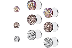 ALBEFER 3 Pairs Lymphactive Mag Studs Magnetology Lymphvity Germanium Earrings Acupressure Earrings Keep Slimming Ear Studs Non Piercing Acupressure Earring for Women Ladies Men (Square)