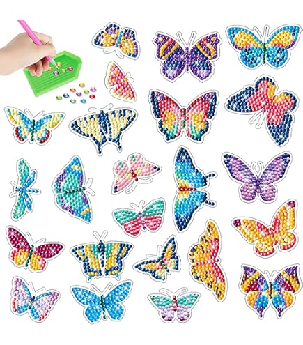 UPINS Diamond Painting 5D Per Bambini – Set Da 35 Adesivi Lucenti, Con Penne E Cera, Attività Creativa Fai Da Te, Regalo