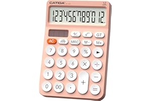 CATIGA 12-stelliger Tischrechner mit großem LCD-Display, rundem Design, große Taste, Solar- und Batterie-Dual-Power, Standardfunktion für Büro, Zuhause, Schule, SD-1292