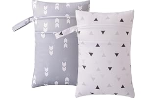 HBselect 2 Stück Nasstasche Wetbag Kindergarten wiederverwendbar Wet Dry Bag Windeltasche Nassbeutel Personalisiert for Baby Puzzle Geometrie