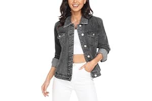J.Corrine Denim Jackets Women, Vintage Stitched Design Denim Jackets Coats, Casual Button Regular Fit Trucker Style, Long Sleeve Jackets With Pocket Ladies Versatile Jean Jacket