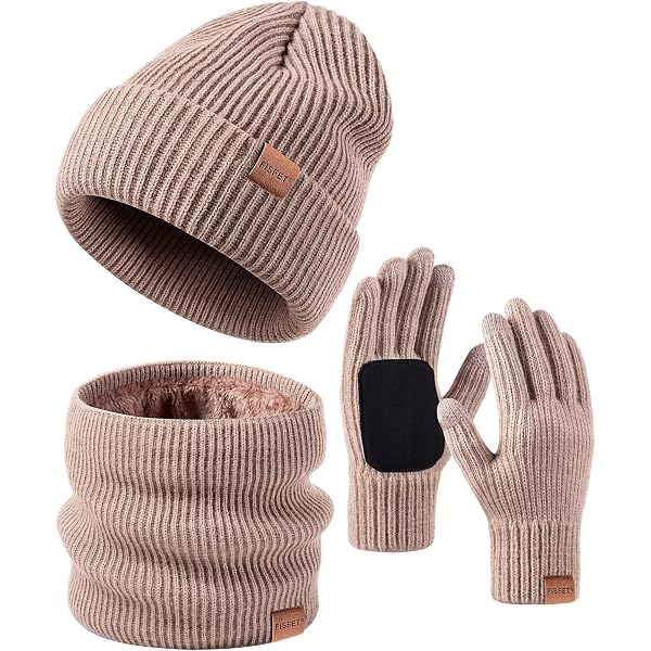 Winter-Set: Strickmütze Mit Plüschfutter & Touchscreen-taugliche Handschuhe (schwarz)