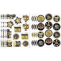 KASURE 96 Aufkleber Silvester 2025 24 Musterdesigns Silvester Sticker Frohes Neues Jahr Etiketten Stickers Geeignet Happy New Year 2025 Für Umschläge Geschenke Verpackung Silvester Deko 2025
