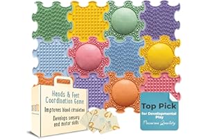 ORTOTO Coordination Game, Massage Sensory Puzzle Mats - Orthopedic Game Mat for Kids and Adults, Sensory Play, Interlocking Floor Tiles (Hands and Feet Coordination Game MINI Puzzle Set)