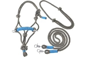 LarDen Hobby Horse Accessoires - Ensemble de Corde | Licol avec Rênes & Collier pour Cheval Bâton | Gr. M - Bleu naturel | FAIT à la MAIN | Hobby Horsing | Tête de Cheval Réaliste à Bâton à Chevaucher
