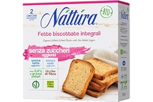 NATTURA Fette Biscottate Integrali Senza Zuccheri, Ricche di Fibre, Senza Latte, Senza Olio di Palma, di Bassi Grassi Saturi, Senza Sale, Prodotto Vegano, 300 g