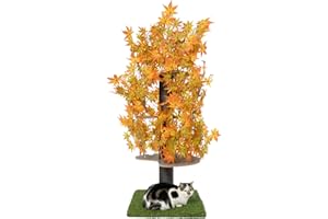 PRIORPET Albero per gatti con Foglie - Brevettato Tiragraffi per Gatti Adulti, per Arrampicarsi Nascondersi e Dormire - Più Livelli, Facile da Montare - Tiragraffi Gatto Costruzione Robusta - 160cm Autunno