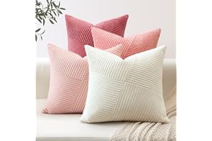 Sungeek Uppsättning av 4 manchesterörngott, väderkvarn ränder manchestersammet örngott soffkuddar prydnadskuddar lapptäcke design dekorativa dekorativa örngott örngott örngott för vardagsrum (40 x 40