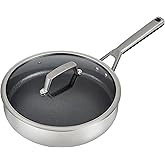 Ninja ZEROSTICK Stainless Steel Cookware 26cm Sauté Pan with Glass Lid, Long Lasting, Non-Stick, Induction Compatible Sauté P