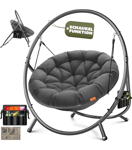 Poltrona Sospesa In Poly Rattan Con Cuscini - Dondolo Da Giardino O Interni, Portata 130 Kg - Foto 6