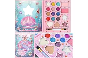 HISUNBEN Zestaw do makijażu dla dziewczynek, nietoksyczne zabawki do makijażu dla dzieci, z 3 zmywalnymi pędzlami, jest lustro, przedstawienia sceniczne, Halloween (18 kolorów)