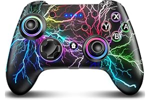 Loqdivr Controller wireless Switch Pro per Nintendo Switch/Switch Lite/OLED/PC, Gamepad di accoppiamento con un solo tasto con LED fantastici, vibrazione, asse giroscopico, turbo regolabile e sveglia