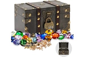 UMILKI Schatzkiste Holz,Vintage Holz Schatztruhe Kinder mit Schloss,18 * 11.5 * 10.5cm Holztruhe Piratenkiste für Aufbewahren und Dekorieren Geschenke