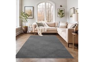 ‎SIMPEX SIMPEX Kurzflor Teppich Wohnzimmer Schlafzimmer Läufer Flur Esszimmer Küchenteppich Einfarbig Modernes Design 11 mm Florhöhe Flauschig Kuschelweich, Grau, 200 x 290 cm