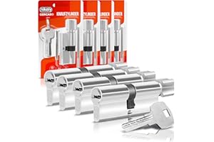 GERCAR Juego de 4 cilindros 30/30 con pomo para cerradura de puerta (cierre uniforme, incluye 10 llaves, longitud: 60 mm, A:30, B: 30-4 unidades)