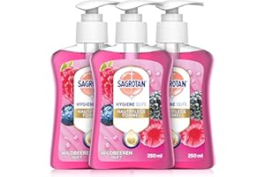 ‎SAGROTAN Sagrotan Handseife Brombeere und Waldfrüchte – Hygienische Flüssigseife – 3 x 250 ml Seifenspender
