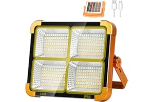 ZQX Projecteur LED Rechargeable - Lampe de Travail Portable avec avec Panneau Solaire, USB Lampe Rechargeable 5 Modes d'éclairage - Idéal pour Camping, Pêche, Urgences, Garage, Atelier