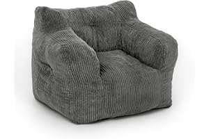 Pamapic Bean Bag, Single Bean Bag Chair with Filling Included, Beanbag Adult with Portable Handle, Modern Ergonomic Comfy Sofa, Living Room, Bedroom, Gaming Room Furniture, Gray,70D x 80W x 55H cm