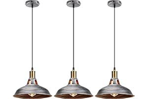 iDEGU 3 opakowanie, lampa wisząca, przemysłowa, retro, metalowy żyrandol, lampa sufitowa 27 cm, vintage, E27, oświetlenie sufitowe do jadalni, salonu, sypialni, restauracji (srebrna rdza)