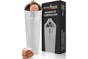 Schwertkrone Rallador de nuez moscada de 11 cm de acero inoxidable, práctico rallador de nuez moscada con almacenamiento, para nueces moscadas, cáscara de limón y otros.