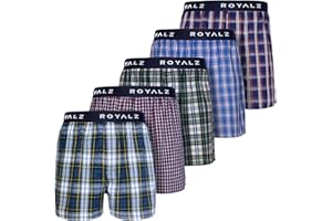 ROYALZ Zestaw 5 par bokserek w stylu amerykańskim dla mężczyzn, majtki w kratkę, niebieskie, klasyczne, zestaw 5 sztuk, bielizna dla chłopców