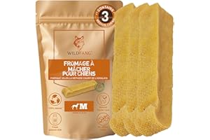 Wildfang® Fromage de Yak pour Chien M (env. 72 g) – friandises pour Chien, bâtonnets au Fromage de Yak de l’Himalaya, friandise Dentaire Churpi pour Chiens de 15 à 25 kg, Lot de 3