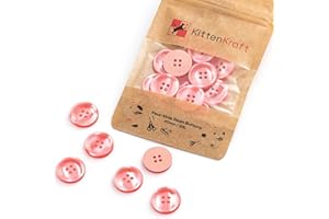 Kitten Kraft 20mm Buttons (4/5 inch, 32L) Round Large 4-Hole Resin, 20 Colours, Haberdashery for Crafting, Sewing, Replacement, Knitting Handmade Baby Cardigans (Candy Floss Pink, 20 Buttons)