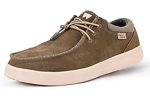 Kickback Haven - Mocassins pour Hommes - Chaussures décontractées légères pour Hommes - Dessus en Cuir et Daim Souples - Lacets élastiques réglables - Semelles extérieures matelassées