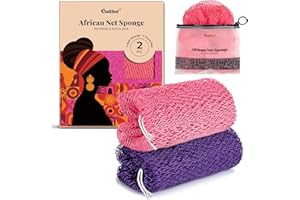CORATED 2 pezzi Rete Africana per Esfoliazione, Reti Spugnetta per il Bagno, Pulizia Estetica della Pelle per Doccia e SPA (Rosa e Viola)