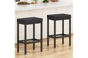 YMYNY Sedie Cucina Set da 2, 66 cm Sgabelli Cucina Bar Moderni Design, Nero Sgabelli Bar con Gamba in Metallo, Sgabello Cucina Alto per Penisola Isola Cucina, HBS514B