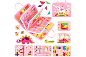 ARANEE Kinder Busy Board, Montessori Spielzeug Sensorisches Spielzeug Hands-on-Skills Übungstafel Vorschul Lernspielzeug für das Alter 2-6 Jährige Kleinkinder Geschenk (Rosa)