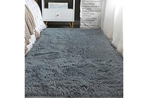 MEIJU Mateju Tappeto Salotto Moderno Peloso, Tappeto Camera da Letto per Soffice e Soffice Colori Solidi, Tappeto Pelo Lungo Lavabili Antiscivolo per Camera dei Bambini (120x160cm,Grigio antracite)