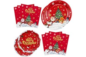XJLANTTE Christmas Party Decorations - Including Xmas Paper Plates, Snowman Napkins, Christmas Dinnerware Set for Xmas Winter Holiday Snowman Party Supplies, Serves 20 Guests