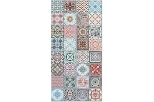 Panorama Hydrauliczny dywan winylowy Nikier Wielokolorowy 80x200 cm - Mata do kuchni winylowej - Mata salonowa antypoślizgowa i ognioodporna - Duże dywany - Dywany z PCW