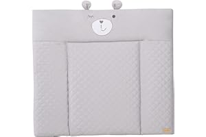 roba Wickelauflage soft roba Style - 85 x 75 cm - Wickeltischauflage abwaschbar - Baby Wickelunterlage mit Bären Motiv - Lil Cutie Sammy - Grau
