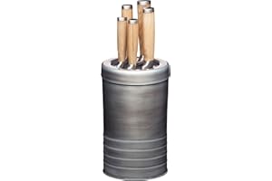 KITCHEN CRAFT KitchenCraft Industrial Kitchen - Bloc de 5 Couteaux Vintage en Acier Inoxydable, Style Industriel