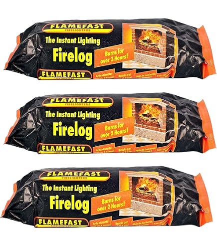 Flamefast Smokeless Instant Lighting,Open Fire, Garden Chimineas 2hrs Burn, Enviromentally Frienly Fire Logs Individually Wrapped Case Of 12 Logs