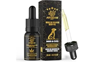 ARTISAM | Huile de Graines de Cannabis Sativa 2% 6000 MG - Huile de Chanvre Chien Chat 100% Naturelle très Riche en oméga 3 6 9 Animaux domestiques (Naturel 15 ML 0 MG)