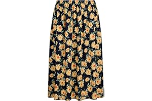 KK Fashion Lines Ladies/Womens Summer Floral Print Skirt, Light Weight Soft Viscose Fabric, Elasticated Waist, 27" Length
