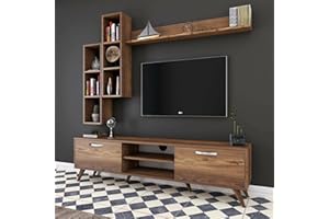 Dmora - Parete attrezzata Lokis, Composizione soggiorno, Mobile salotto multiuso, Armadio porta TV, 180x35 h49 cm, Noce