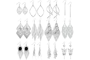 ASH'S CHOICE Boucles d'oreilles Argent Or pour femme, 6 Paires de Boucles d'oreilles Creoles Clous Set en Argent Sterling 925, Boucles D'oreilles à Charnière Pendantes Vertes pour Femmes Filles