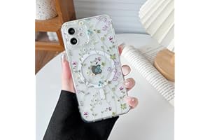RALEAVO Magnetyczne etui na iPhone'a 12, kompatybilne z Magsafe, urocze kwiaty, dla dziewcząt i kobiet, przezroczyste, silikonowe, odporne na wstrząsy, etui ochronne do iPhone’a 12, gałązki