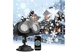 VANSMAGO Projecteur Lumineux Flocon de Neige Double Head Extérieur, IP65 Étanche & Rotation 180°, Projection Large Surface Super Lumineuse - Éclairage Noël Parfait pour Jardin