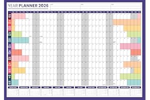 HAZZI 2026 Wall Planner Calendar A2 Academic Planner 2026 Large Yearly Calendar Runs From January 2026 to December 2026 Perfect for School Office or Home Organization 42 x 59.4 CM