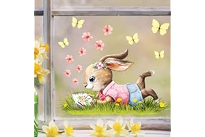 ‎WANDTATTOO LOFT Wandtattoo Loft Fensterbild Frühling Ostern wiederverwendbar Fensteraufkleber Kinderzimmer / 4. Mädchen Hase (13034) / 2. DIN A3 Bogen