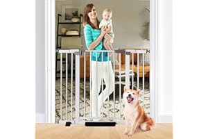 SHYUJAJIE Cancelletto per animali domestici, altezza 76 cm, chiusura automatica, regolabile, larghezza 76 - 125 cm, montaggio a pressione, per camminare attraverso l'altalena, cancello di sicurezza